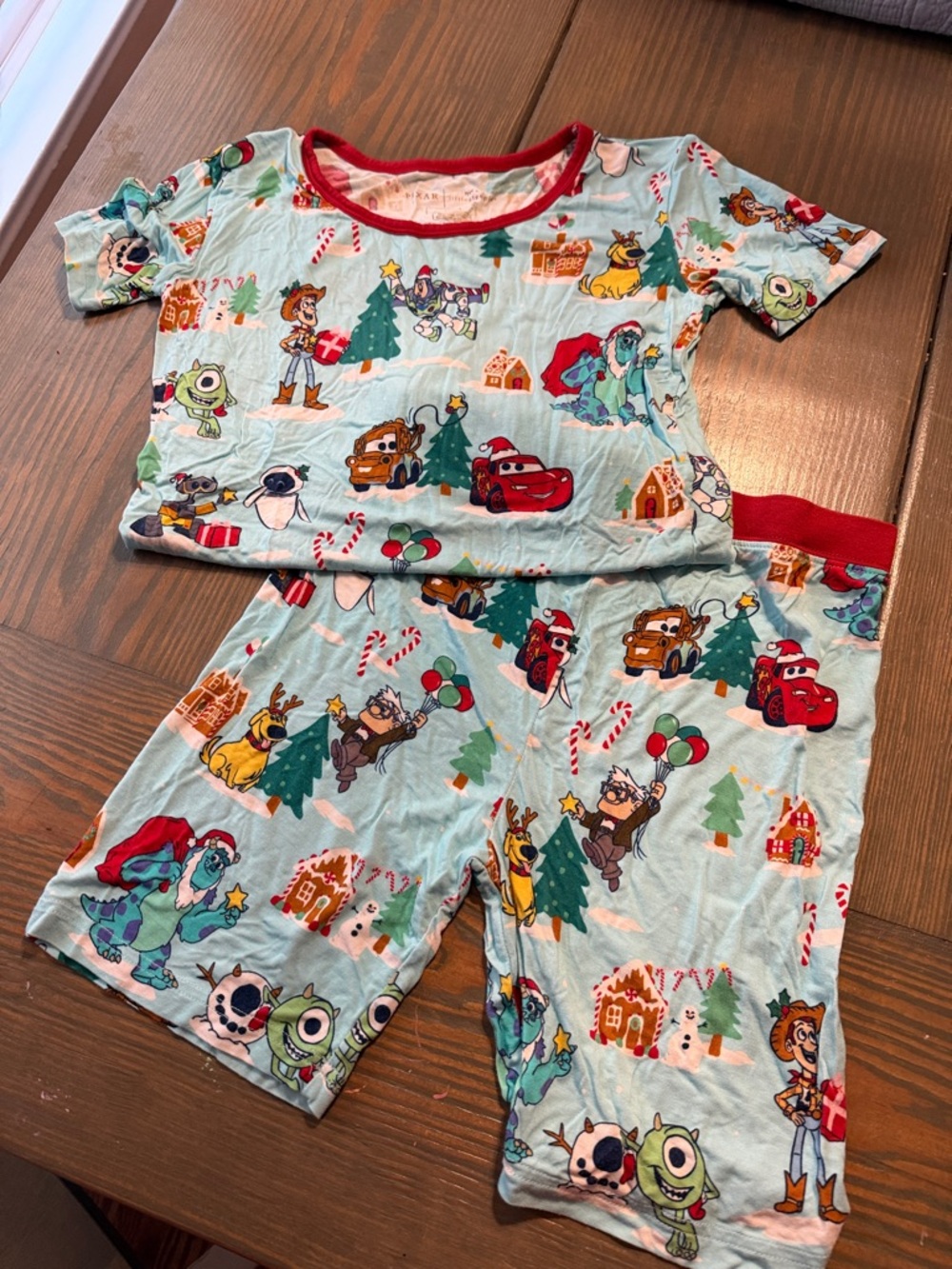 Little Sleepies Light Blue Holiday Character Pajama Set with Red Trim